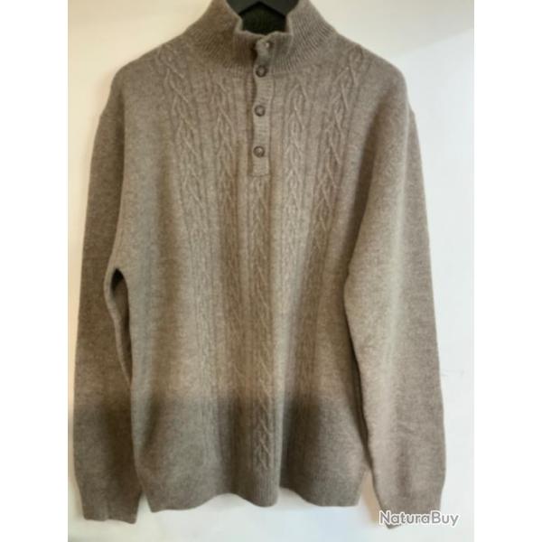 Pull laine col bouton LOVERGREEN gris