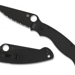 Couteau Spyderco Military 2 Black Manche G10 Lame Acier S30V Noir Serr Compression USA SC36GSBK2