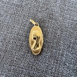 Ancien pendentif ovale en or massif 18 carats - Marie - catholique - Chrétien