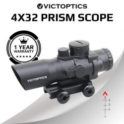 VictOptics OPSL14 Prism Scope Chevron Rapide Reticule Picatinny 4 x 32 Étanche Résistante aux Chocs