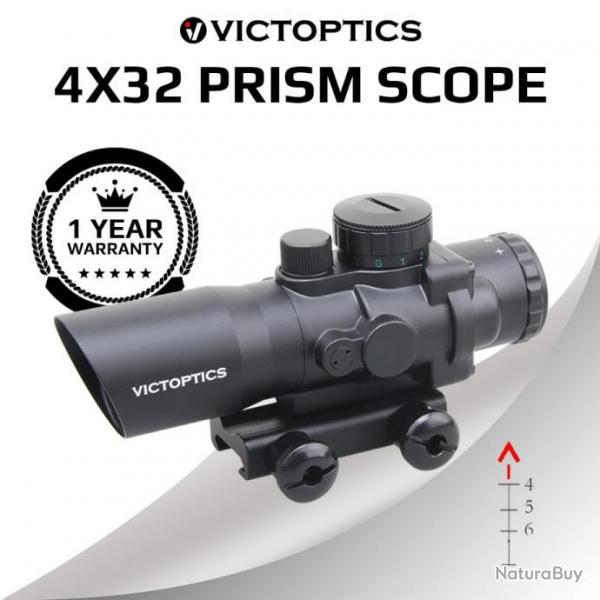 VictOptics OPSL14 Prism Scope Chevron Rapide Reticule Picatinny 4 x 32