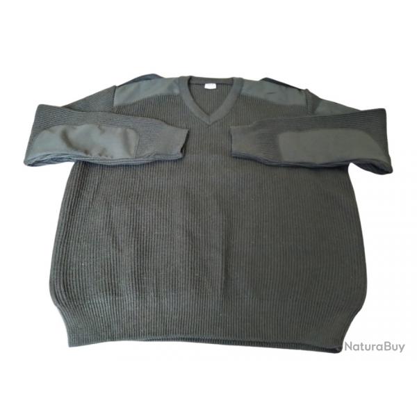 Pullover col V Arme Franaise vert fonc 55% laine peigne chlorofibre 45% Taille XL