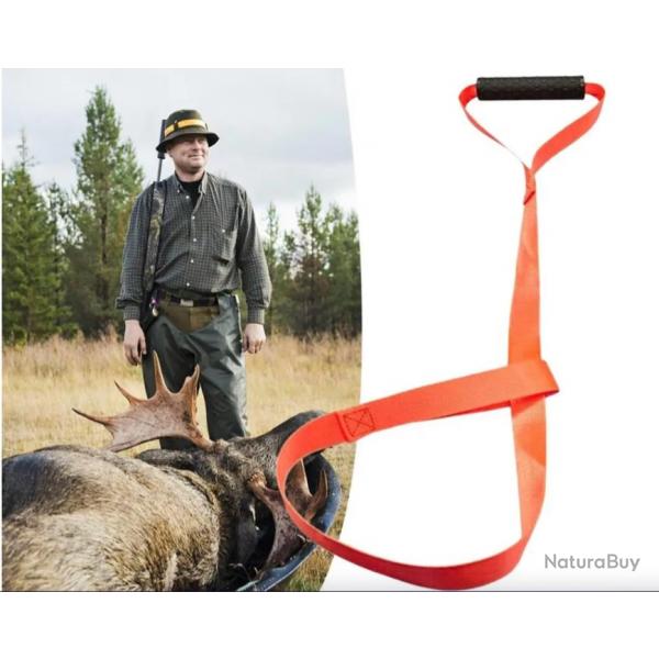 Corde de traine de Gibier Sangle de remorquage Chasse 150 cm Orange