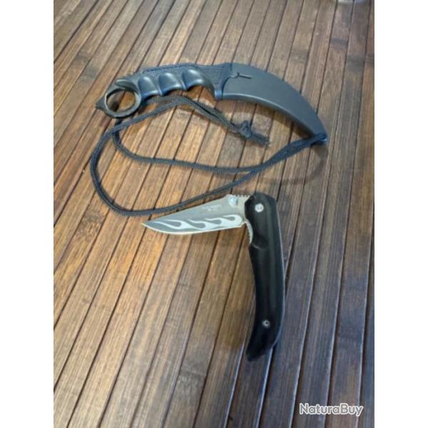 DUO COUTEAU PLIANT HERBERTZ ET COUTEAU DE COU KARAMBIT