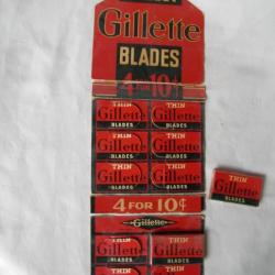 WW2 US PRÉSENTOIR DE LAMES DE RASOIRS AMÉRICAINES " GILLETTE THIN  " + 2 PAQUETS DE LAMES