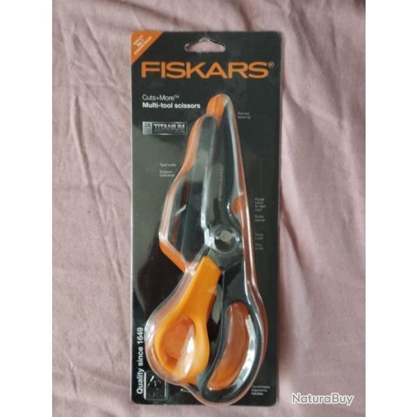 FISKARS 1000809 Ciseaux multifonctions, Revtement titane, tui avec aiguiseur inclus - 100% NEUF