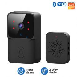 Interphone vidéo WiFi sans Fil avec Caméra HD Alarme IR Sonnette de Porte Intelligente Noir