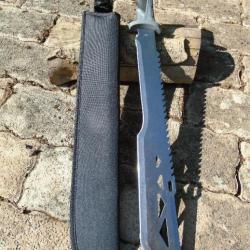 Machette Spartan Lame Acier 3Cr13 Satin Manche Abs Etui Nylon Sabre Epée Tactical Grosse Lame Tanto