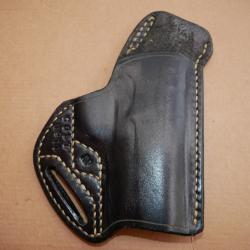 Holster plaqué pour pistolet Type Colt 1911 en cuir noir, fait par un artisan, superbe