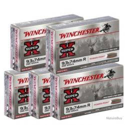 Lot de 100 munitions Winchester POWER point 9,3x74r  286 gr 18,5 g