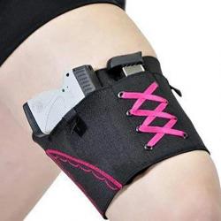 Holster jarretelle pour femme - Noir et rose