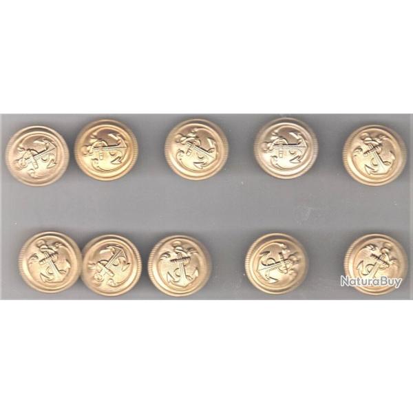 lot de 10 boutons des Troupes Coloniales ou de Marine.  26 mm.