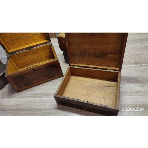 Lot de 5 anciennes grandes botes en bois idal pour coffret pistolet ou rvolver