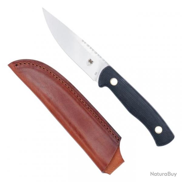 Couteau Cobratec Koonsman Black Manche Micarta Lame Acier D2 Etui CUir CBTKMNBLK