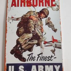 PLAQUE METAL VINTAGE "AIRBORNE THE FINEST"