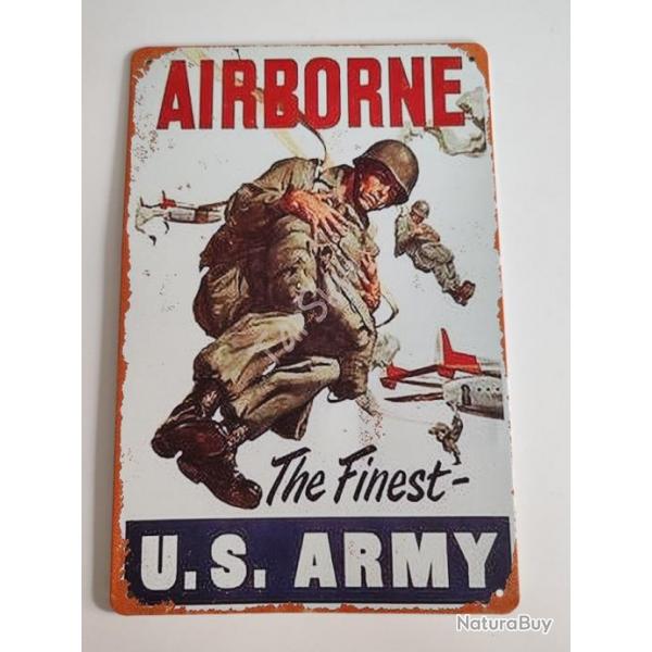 PLAQUE METAL VINTAGE "AIRBORNE THE FINEST"