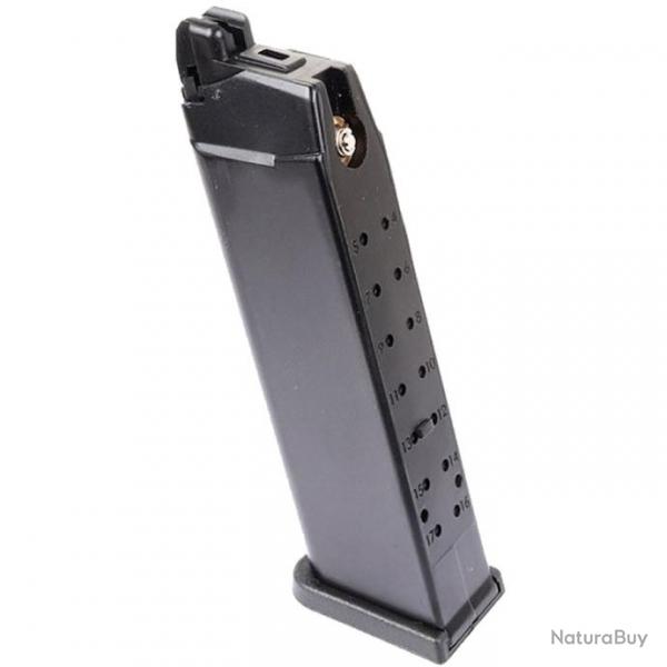 Chargeur airsoft Glock 17 / G17 / G18C / R17 / R18 / KP-17 / KP-18 - Gaz - WE magazine GBB