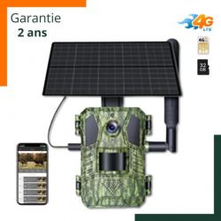 Garantie 2 ans - Livraison rapide Caméra de chasse solaire 4G - Panneau solaire - Batterie intégrée