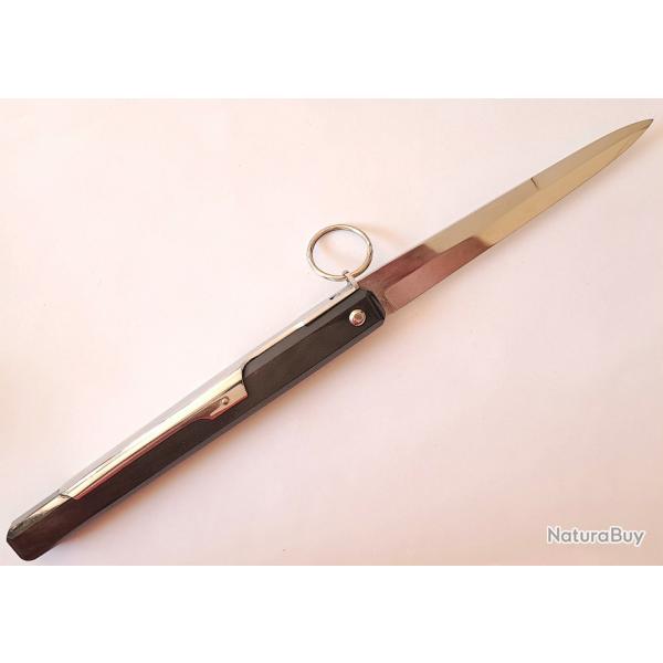 Ancien couteau Mongin "Forg Main", Facette chasseur, 16,5cm ferme, corne noire