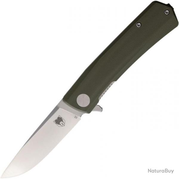 Couteau Cobratec Knives Serpent OD Green Manche G10 Lame Acier D2 IKBS Linerlock Clip CBTSRPODG