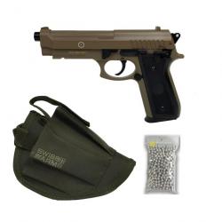 Pack Réplique airsoft PT92 Culasse Métal TAN (Cybergun.210117)