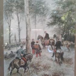 tableaux  lithographie militaire EDOUAR DETAILLE 1884 etat-major d un general de division