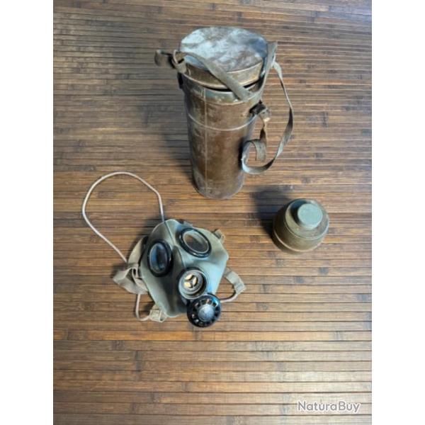 MASQUE A GAZ WW2 AVEC SA BOTE 1940 - 39-45