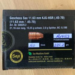 13 Ogives SAX pour 45-70 KJG-HSR - 235gr