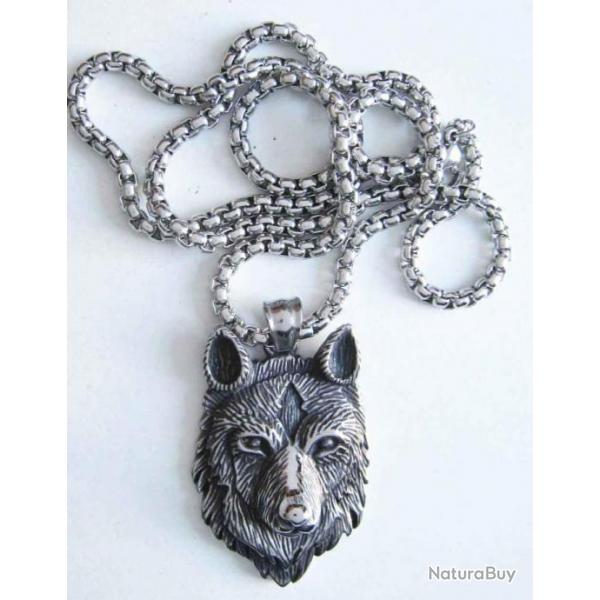 PENDENTIF INOX LOUP  VIKING  3D - Ref.103