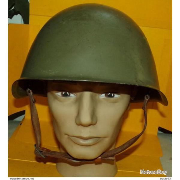 CASQUE MILITAIRE LOURD DE L'ARMEE TCHEQUE DE LA PERIODE DE 1963 AVEC TAMPON , 101 POUR UN REGIMENT