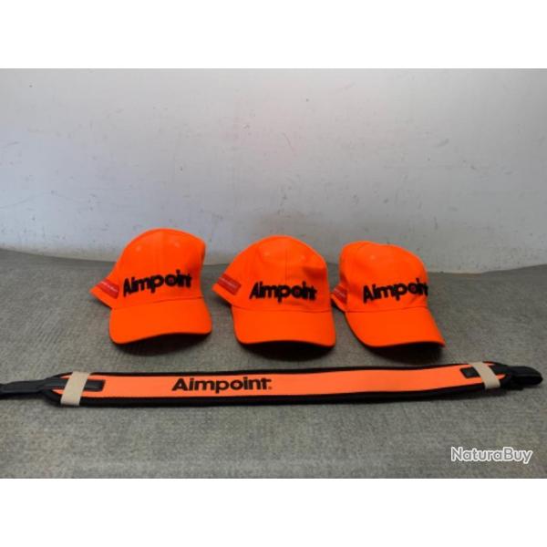 LOT DE 3 CASQUETTES ET 1 BRETELLE  AIMPOINT - 1 sans prix de rserve