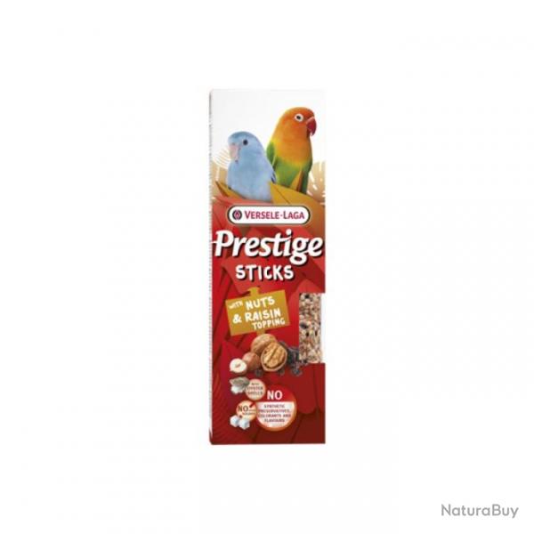 STICKS PRESTIGE PETITS PERROQUETS AVEC NOIX ET RAISINS X2   60GR