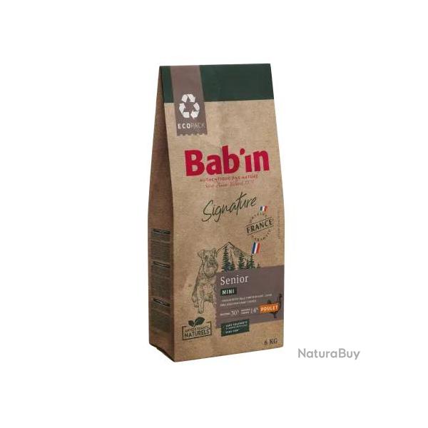 1 paquet de 6 kg de croquettes pour chien MINI SENIOR Bab'in