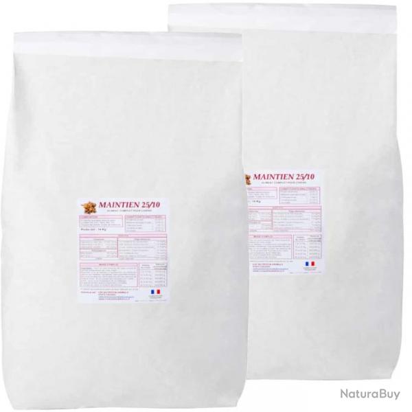 LOT DE 2 PAQUETS de 14 kg de croquettes chien adulte MAINTIEN 25/10