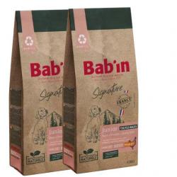 LOT DE 2 PAQUETS de 12 kg de croquettes sans céréales pour chiot/ BAB'IN Junior Grain Free