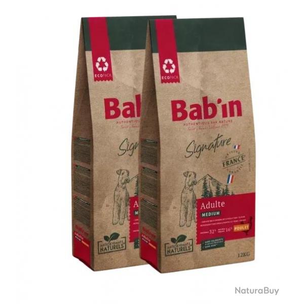 LOT DE 2 PAQUETS de 12 kg de croquettes/ Bab'in Medium Adulte