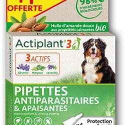 1 boîte de 3 Pipettes ACTIPLAN'3 antiparasites grand chien >30 kg