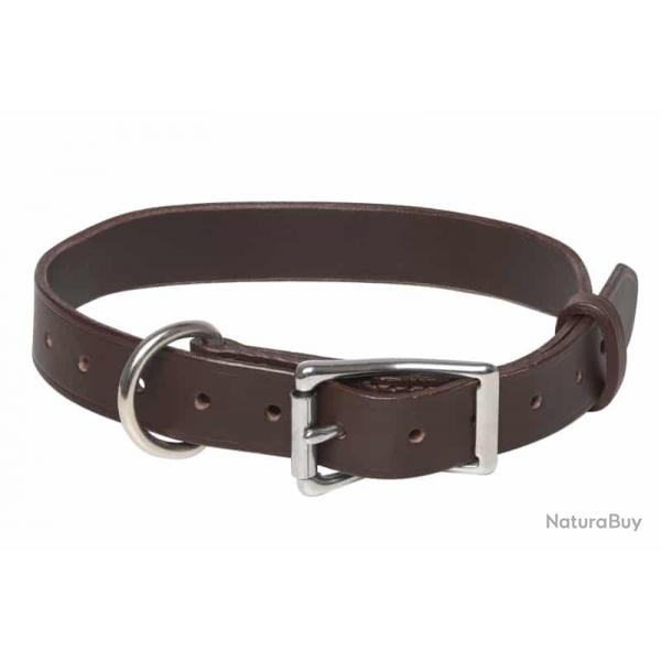 Collier cuir simple pour chien couleur CHOCOLAT 60/80 cm