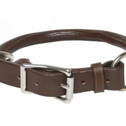 Collier cuir rond pour chien-CHOCOLAT. 50/60 cm