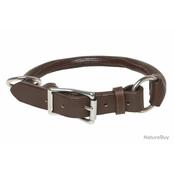 Collier cuir rond pour chien-CHOCOLAT. 50/60 cm