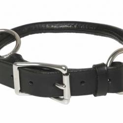 Collier cuir rond pour chien-NOIR. 50/60 cm