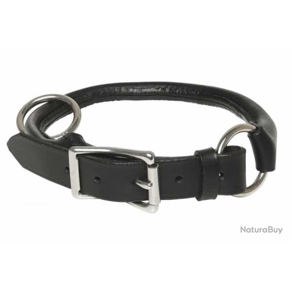 Collier cuir rond pour chien-NOIR. 50/60 cm