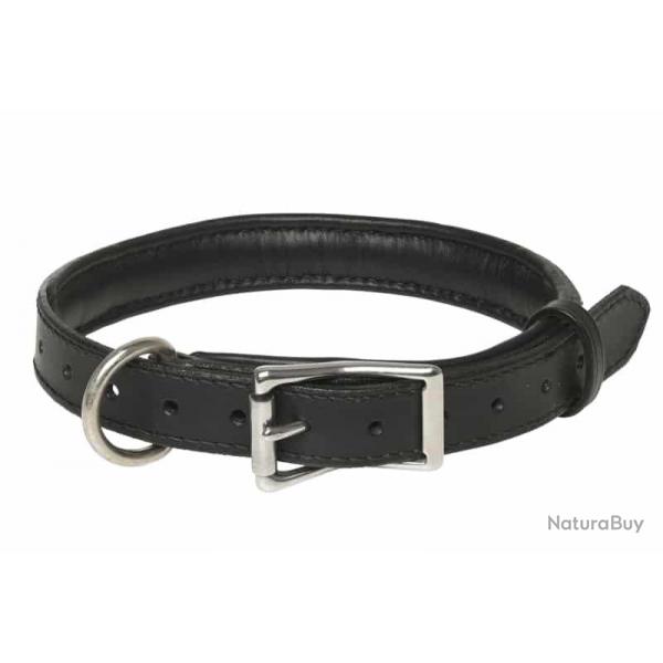 Collier cuir doubl veau pour chien NOIR. 30/40 cm