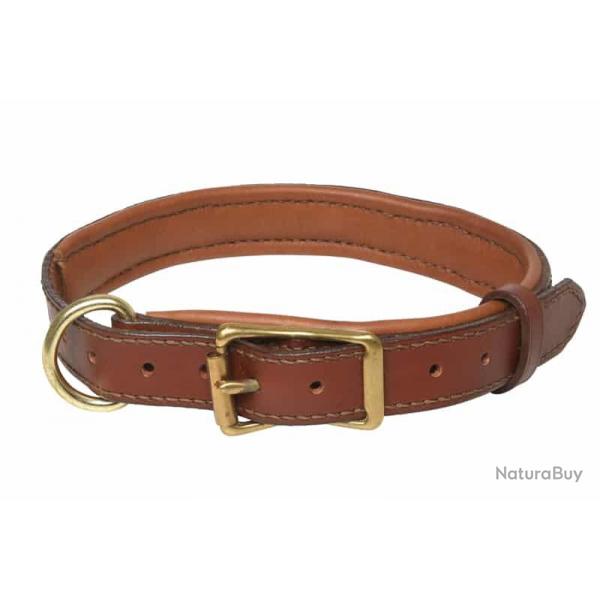 Collier cuir doubl veau pour chien CHTAIGNE. 30/40 cm