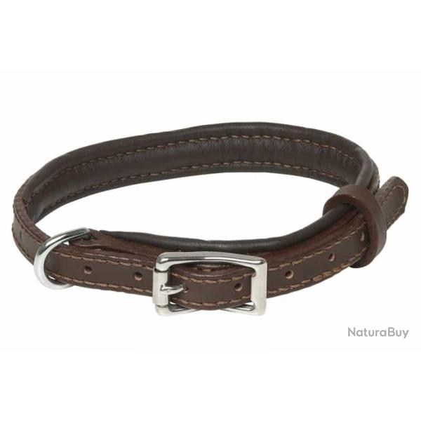 Collier cuir doubl veau pour chien CHOCOLAT. 30/40 cm