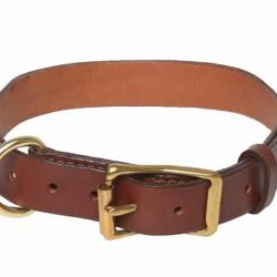 Collier cuir simple pour chien couleur CHATAIGNE 60/80 cm