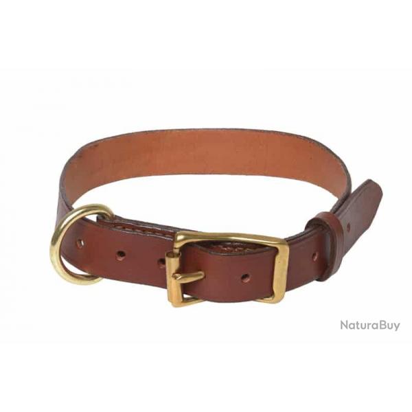 Collier cuir simple pour chien couleur CHATAIGNE 60/80 cm