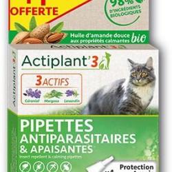 1 boîte de 4 Pipettes ACTIPLAN'3 antiparasites chat>5 kg