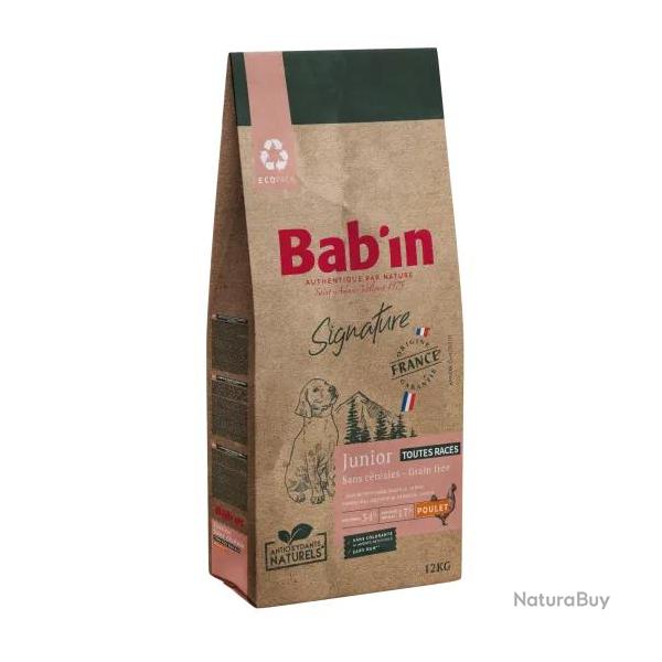 1 paquet de 12 kg de croquettes sans crales pour Chiot /BAB'IN Junior Grain Free