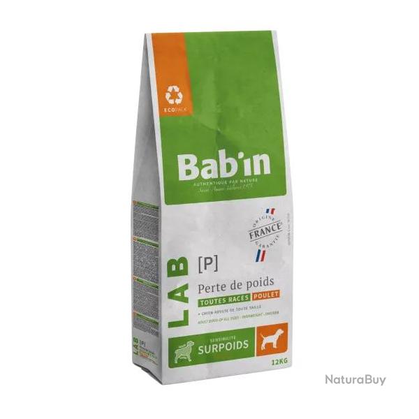 1 paquet de 12 kg de croquettes de rgime pour chien Bab'in LAB-P